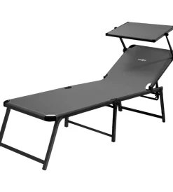 Best Lettino prendisole reclinabile con tettuccio "marbella high" in alluminio e syntex plus grigio 198x64x48 cm Mobili Da Giardino E Accessori