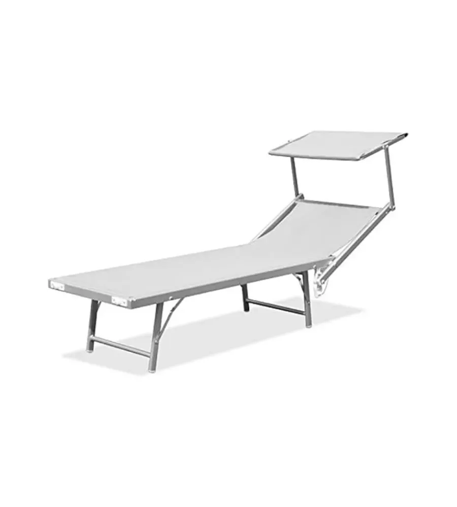 Mobili Da Giardino E Accessori- Lettino prendisole reclinabile essenza "ibiza" in alluminio e textilene bianco 183x59x36 cm