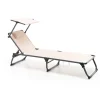 Outlet Lettino prendisole reclinabile con parasole ecru'  187x60x30 cm Mobili Da Giardino E Accessori