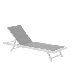 Hot Lettino prendisole riviera "agave" con schienale regolabile in alluminio e textilene imbottito bianco e grigio 196x62x92,5 cm Mobili Da Giardino E Accessori