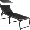 Mobili Da Giardino E Accessori-Brunner Lettino prensisole reclinabile con tettuccio "aravelhigh duna 3d" in alluminio e poliestere nero 198x64x48/103 cm
