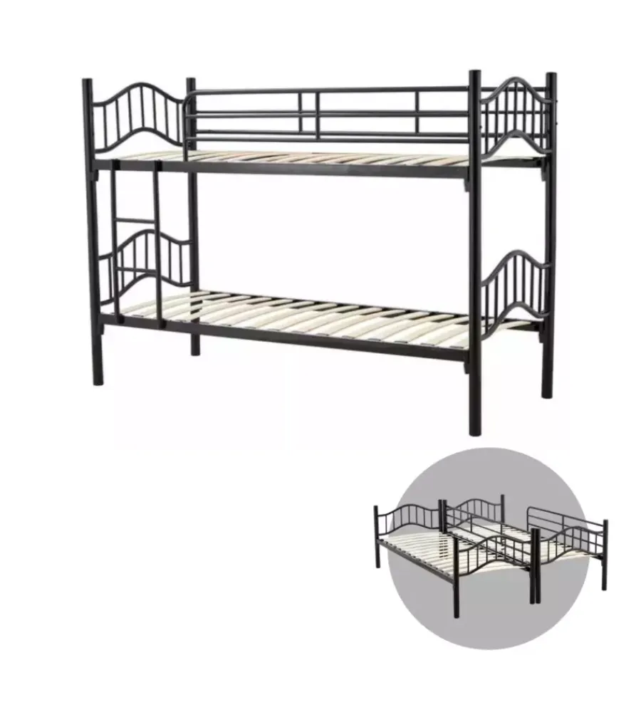Hot Letto a castello "berna" scomponibile in 2 letti singoli in ferro nero 203x83x145,5 cm Letti E Comodini