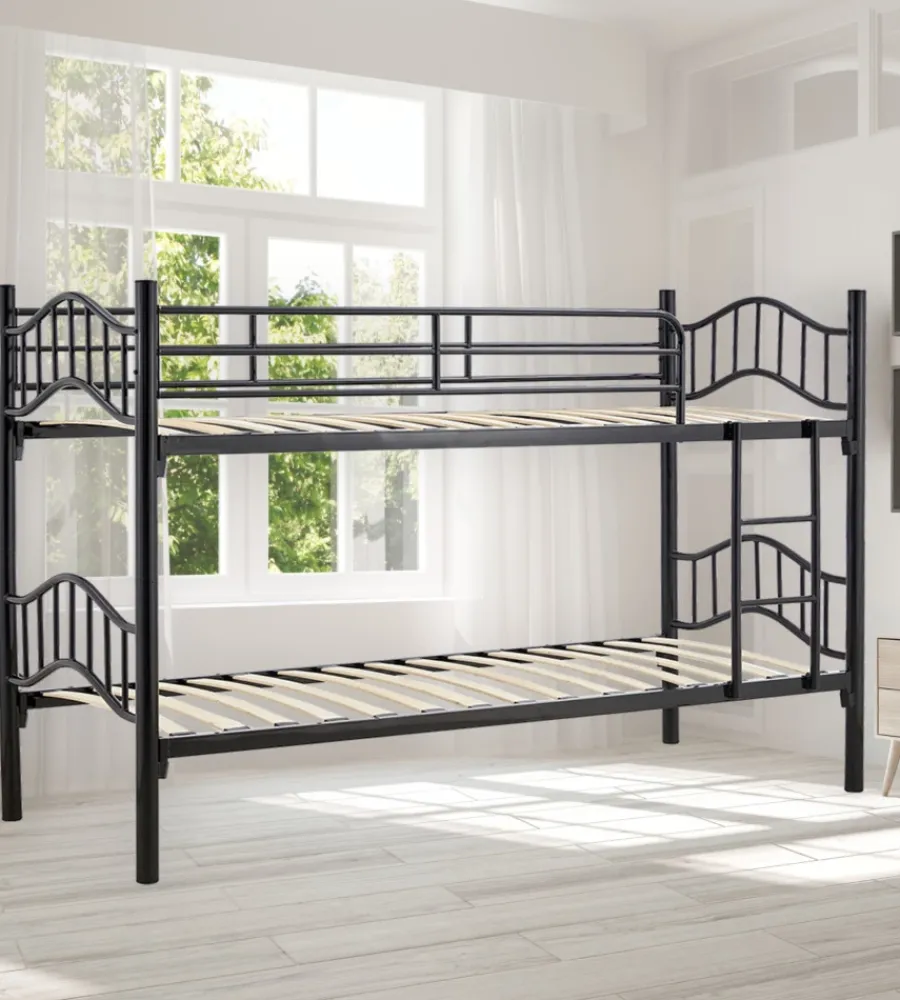 Hot Letto a castello "berna" scomponibile in 2 letti singoli in ferro nero 203x83x145,5 cm Letti E Comodini