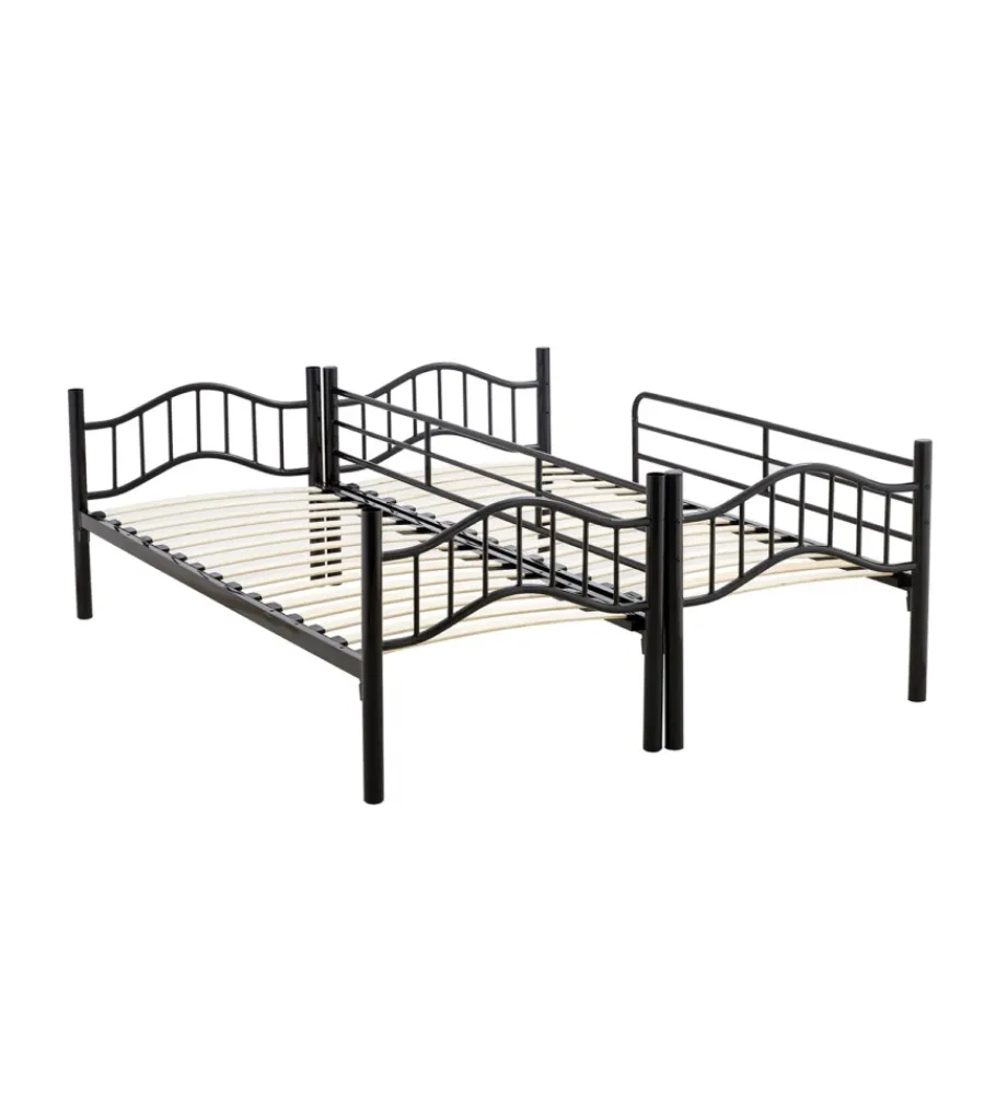 Hot Letto a castello "berna" scomponibile in 2 letti singoli in ferro nero 203x83x145,5 cm Letti E Comodini