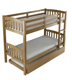 BellaHome Letti E Comodini|Letto a castello "tolosa" in pino massello miele 201,5x97,5x156 cm