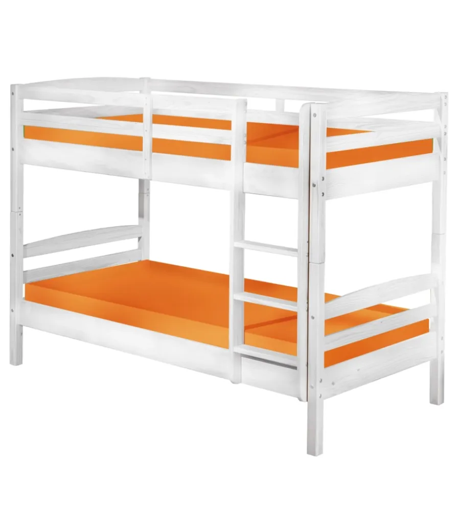 Letti E Comodini|Letto a castello in pino massello bianco 200x102x148 cm