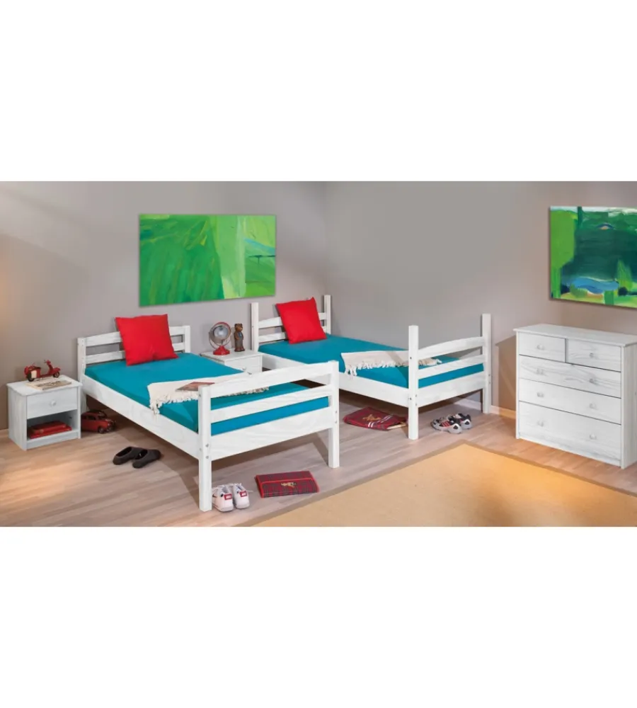 Letti E Comodini|Letto a castello in pino massello bianco 200x102x148 cm
