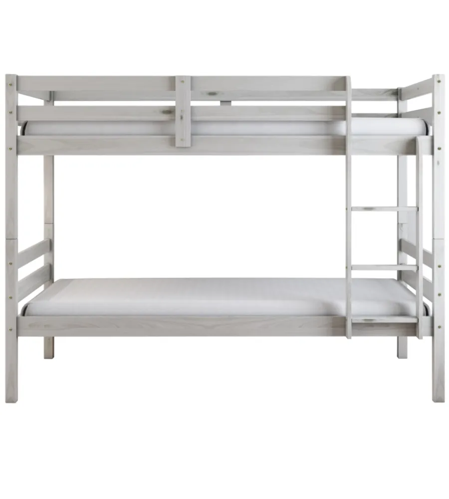 Letti E Comodini-BellaHome Letto a castello "lione" in pino massello bianco 199,5x97x150 cm