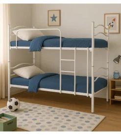 Letti E Comodini|Letto a castello singolo scomponibile somnus in metallo bianco 203x145,5x83 cm