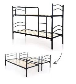 Sale Letto a castello smontabile in metallo nero 203x145,5x83 cm Letti E Comodini