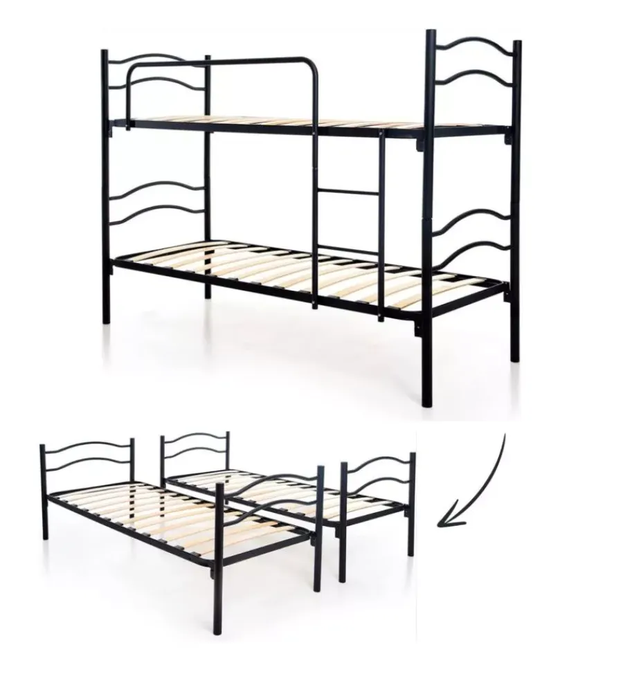 Sale Letto a castello smontabile in metallo nero 203x145,5x83 cm Letti E Comodini