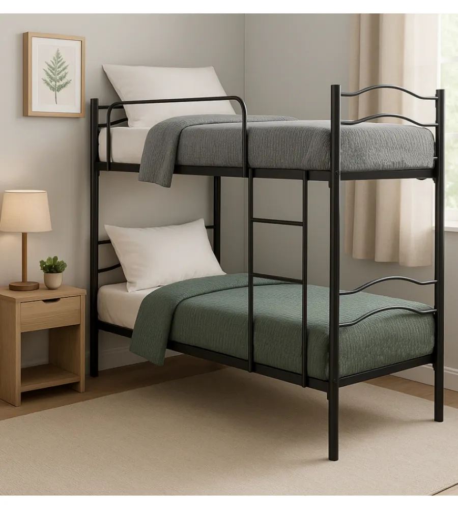 Sale Letto a castello smontabile in metallo nero 203x145,5x83 cm Letti E Comodini