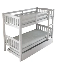 BellaHome Letti E Comodini|Letto a castello "tolosa" in pino massello bianco 201x98x154 cm
