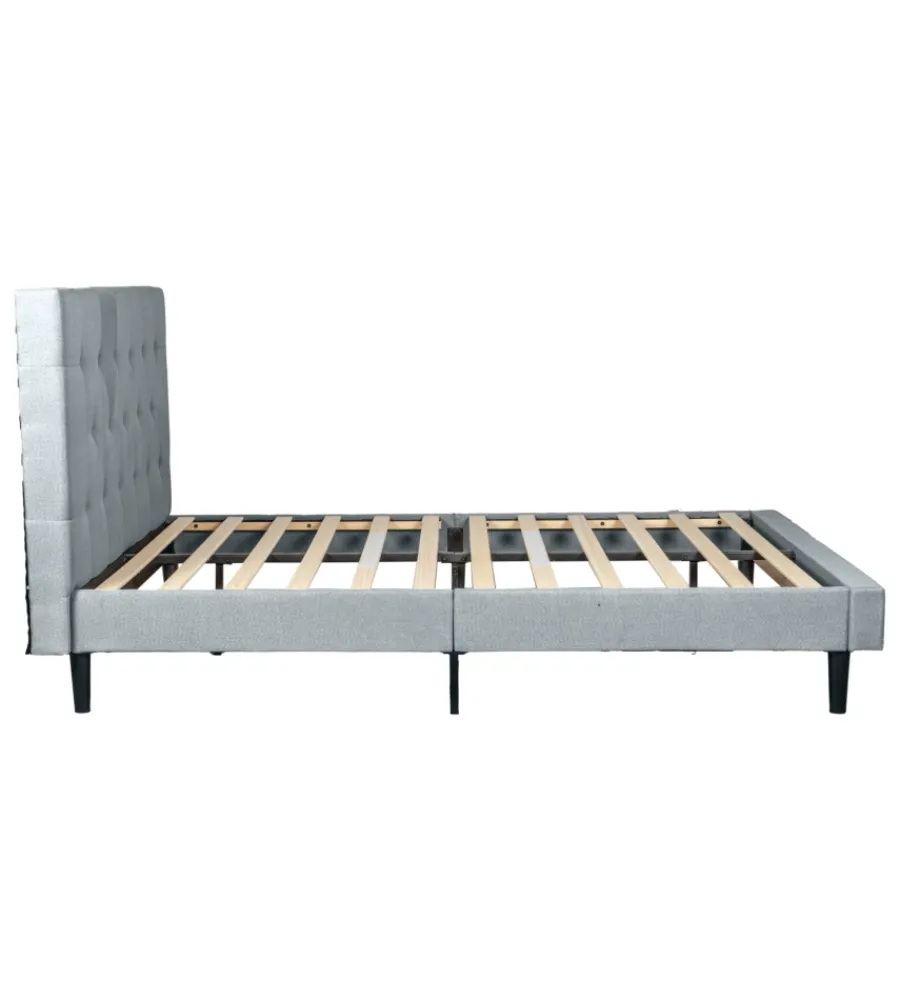 New Letto matrimoniale "parigi" grigio chiaro 160x200x102 cm Letti E Comodini