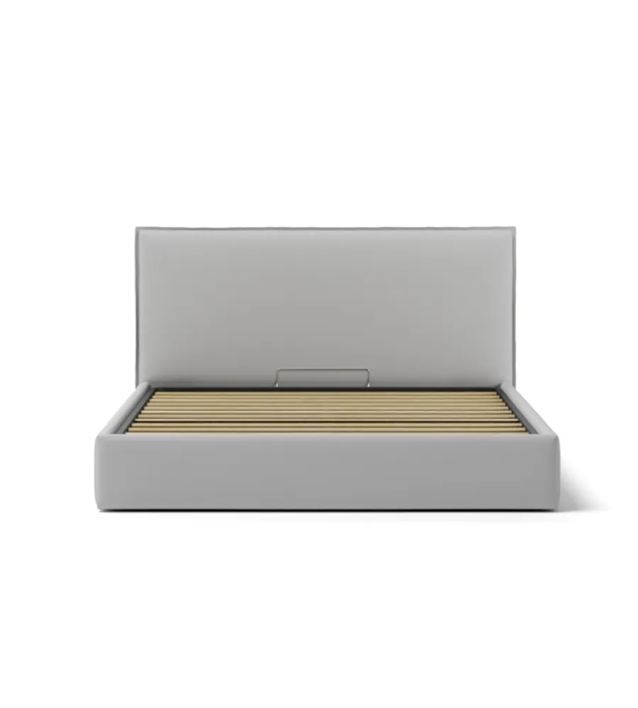 Letti E Comodini- Letto matrimoniale contenitore "zoom" in ecopelle grigio 160x190 cm