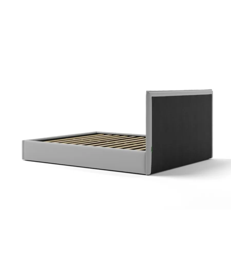 Letti E Comodini- Letto matrimoniale contenitore "zoom" in ecopelle grigio 160x190 cm