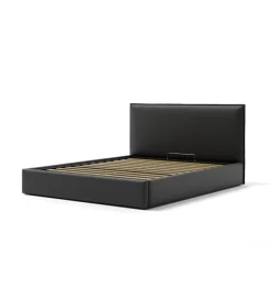 Letti E Comodini|Letto matrimoniale contenitore "zoom" in ecopelle nero 160x190 cm
