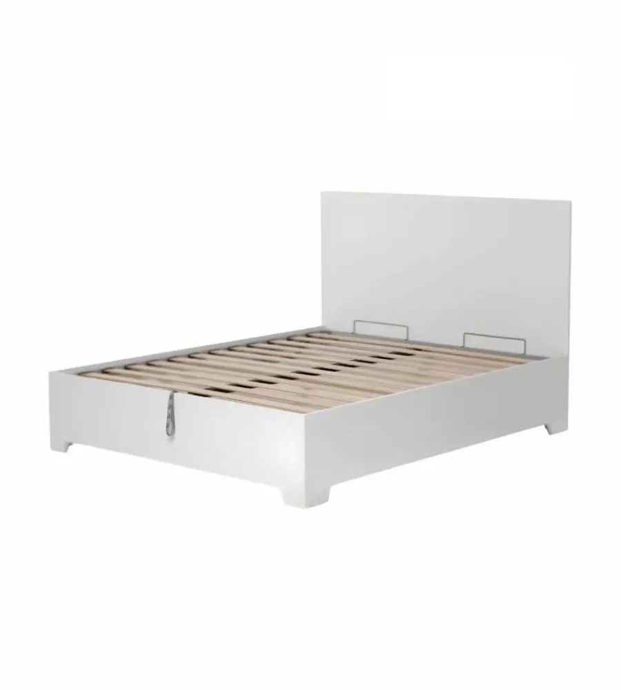 Letti E Comodini- Letto matrimoniale contenitore con piedini "hi box" bianco 160x190 cm