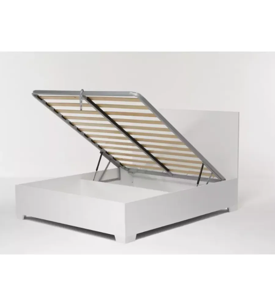 Letti E Comodini- Letto matrimoniale contenitore con piedini "hi box" bianco 160x190 cm