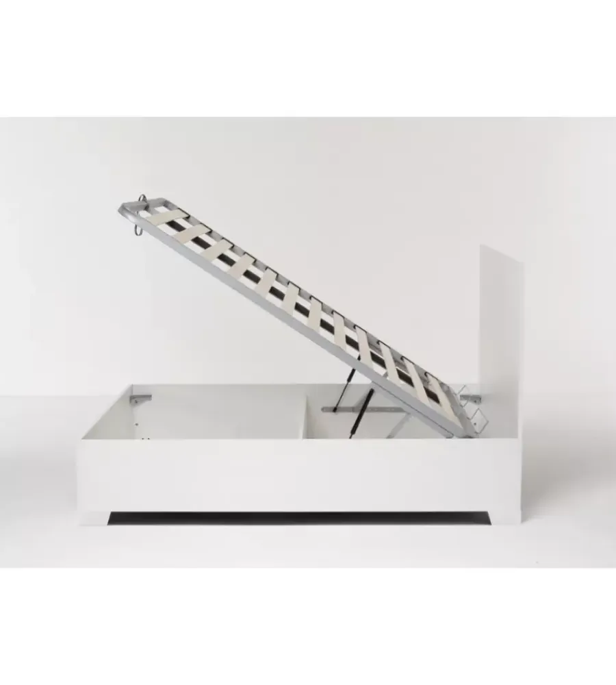Letti E Comodini- Letto matrimoniale contenitore con piedini "hi box" bianco 160x190 cm