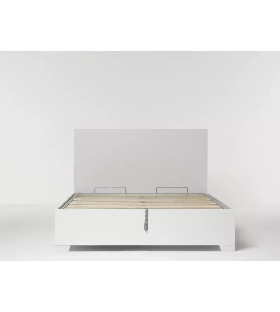Letti E Comodini- Letto matrimoniale contenitore con piedini "hi box" bianco 160x190 cm