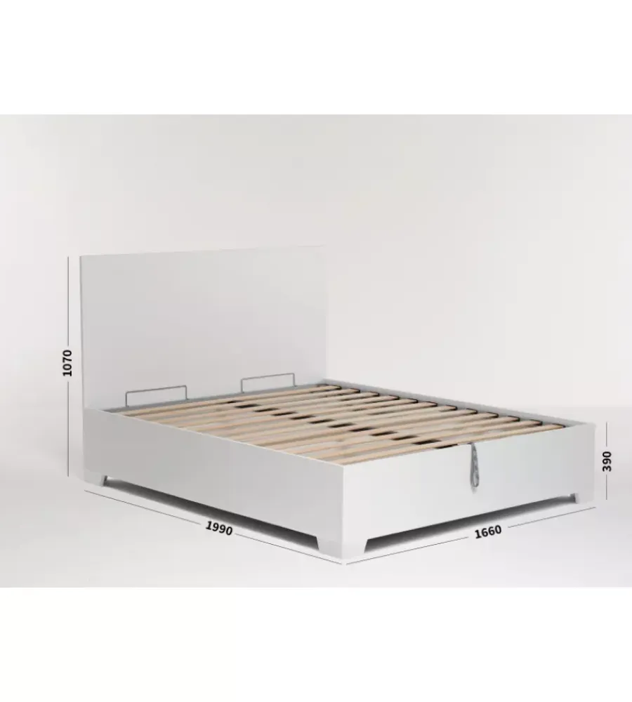 Letti E Comodini- Letto matrimoniale contenitore con piedini "hi box" bianco 160x190 cm