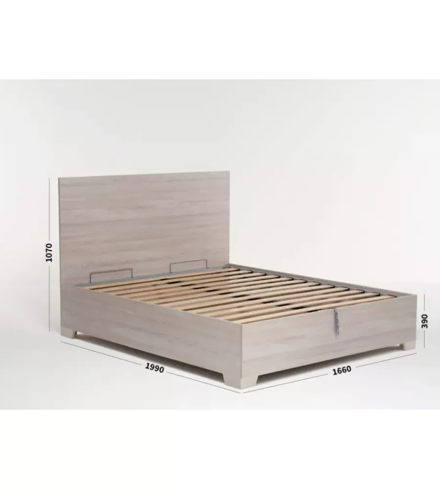 Letti E Comodini|Letto matrimoniale contenitore con piedini "hi box" olmo naturale 160x190 cm