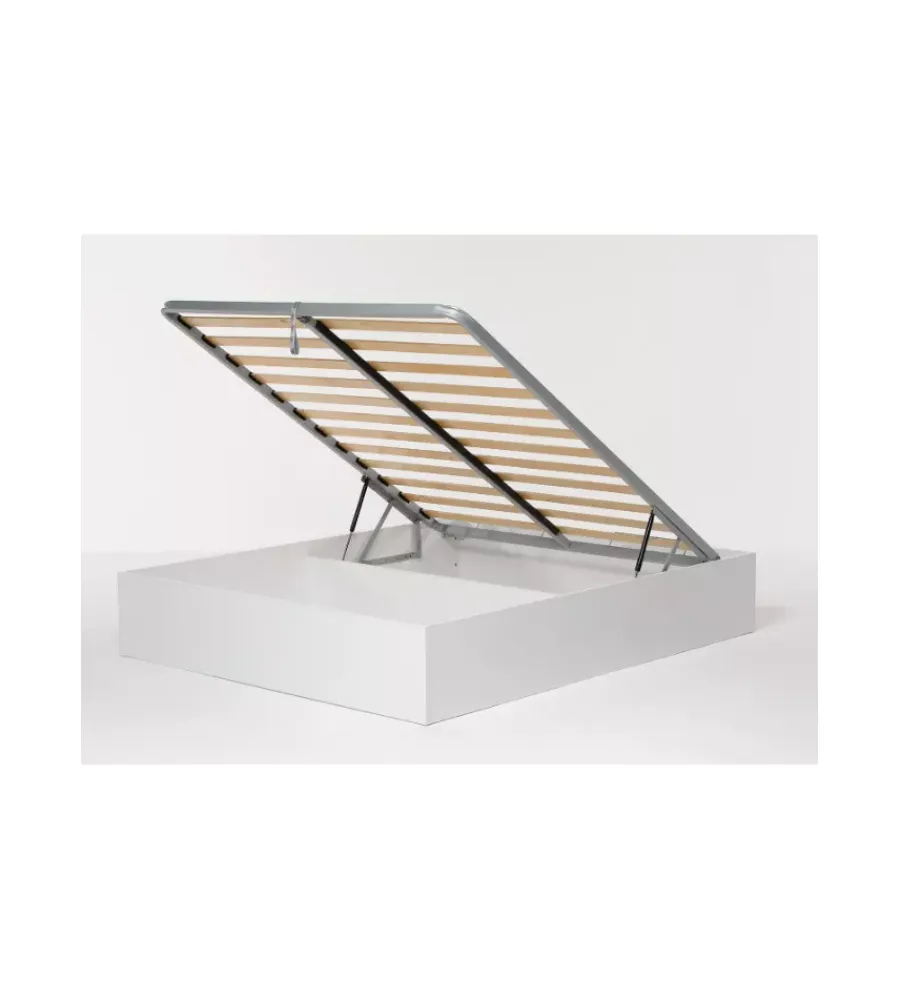 Letti E Comodini- Letto matrimoniale contenitore "bed box" bianco 160x190 cm