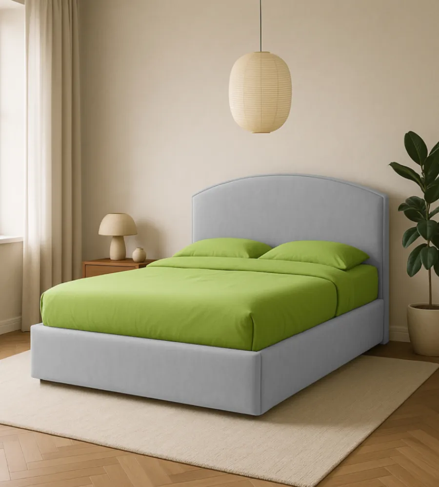 Online Letto matrimoniale contenitore "moon" in ecopelle grigio 160x190 cm Letti E Comodini