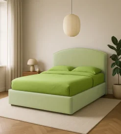 Outlet Letto matrimoniale contenitore "moon" in tessuto verde 160x190 cm Letti E Comodini