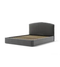 Letti E Comodini|Letto matrimoniale contenitore "moon" in tessuto grigio 160x190 cm