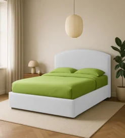 Discount Letto matrimoniale contenitore "moon" in tessuto bianco 160x190 cm Letti E Comodini