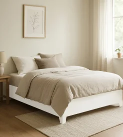 Letti E Comodini- Letto matrimoniale contenitore con piedini "bed box" bianco 160x190 cm