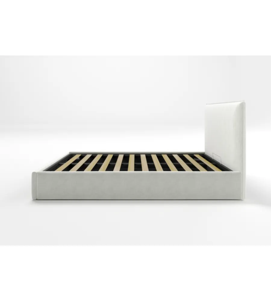 Letti E Comodini- Letto matrimoniale contenitore "zoom" in tessuto bianco 160x190 cm