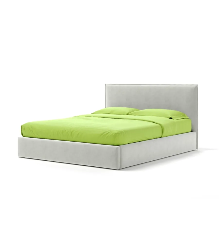 Letti E Comodini- Letto matrimoniale contenitore "zoom" in tessuto bianco 160x190 cm