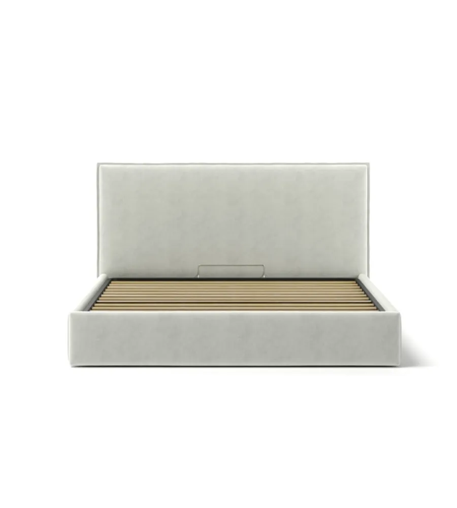 Letti E Comodini- Letto matrimoniale contenitore "zoom" in tessuto bianco 160x190 cm