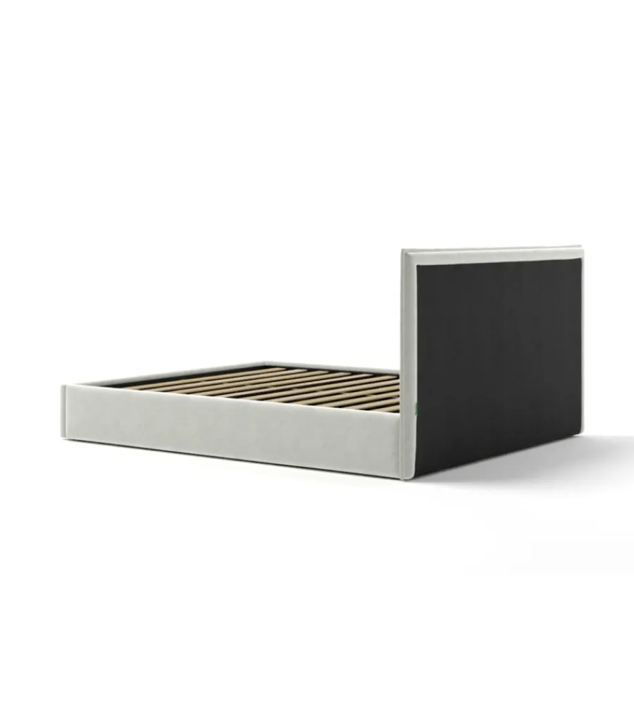 Letti E Comodini- Letto matrimoniale contenitore "zoom" in tessuto bianco 160x190 cm