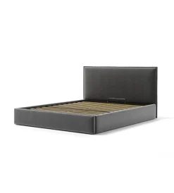 Letti E Comodini- Letto matrimoniale contenitore "zoom" in tessuto grigio 160x190 cm