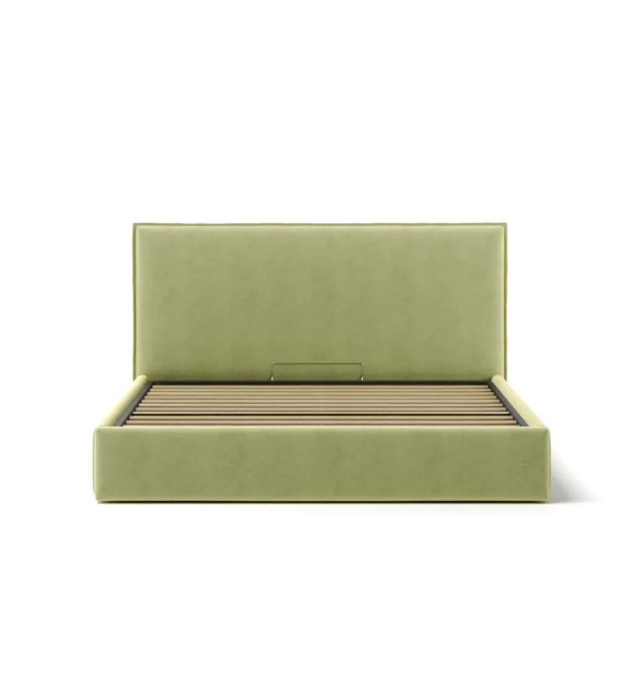 Letti E Comodini|Letto matrimoniale contenitore "zoom" in tessuto verde 160x190 cm