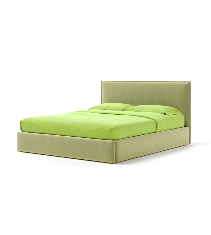 Letti E Comodini|Letto matrimoniale contenitore "zoom" in tessuto verde 160x190 cm
