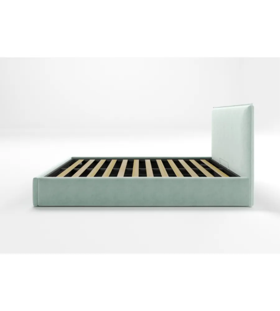 Letti E Comodini|Letto matrimoniale contenitore "zoom" in tessuto celeste 160x190 cm
