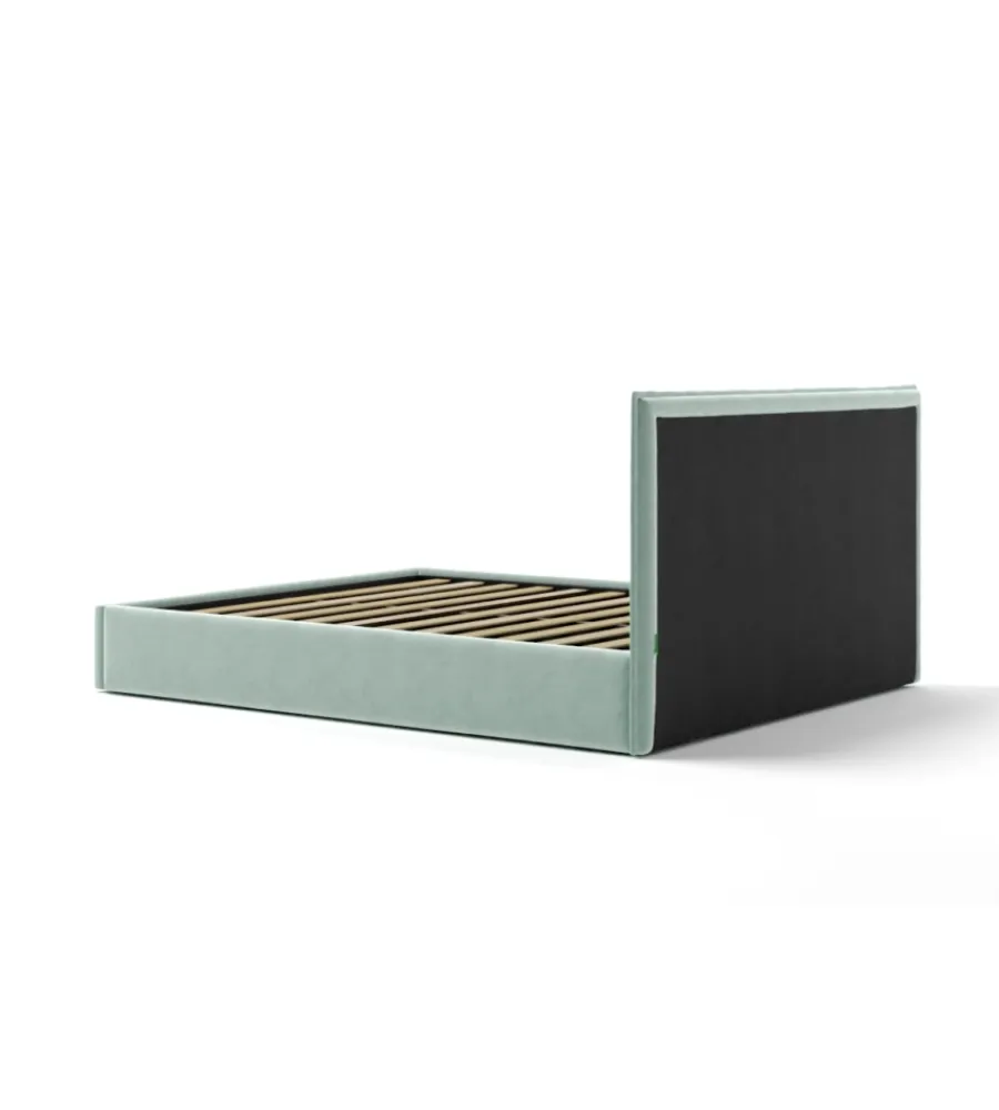 Letti E Comodini|Letto matrimoniale contenitore "zoom" in tessuto celeste 160x190 cm