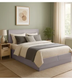 Letti E Comodini|Letto matrimoniale "hi box" olmo naturale con rete e contenitore 160x190 cm