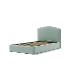 Letti E Comodini- Letto piazza e mezza contenitore "moon" in tessuto celeste 120x190 cm