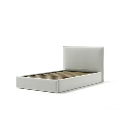 Letti E Comodini- Letto piazza e mezza contenitore "zoom" in tessuto bianco 120x190 cm