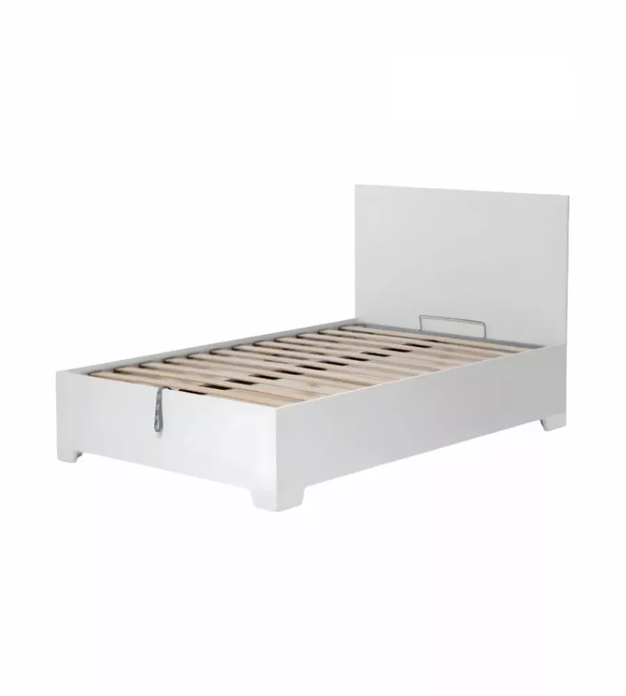 New Letto piazza e mezza contenitore con piedini "hi box" bianco 120x190 cm Letti E Comodini