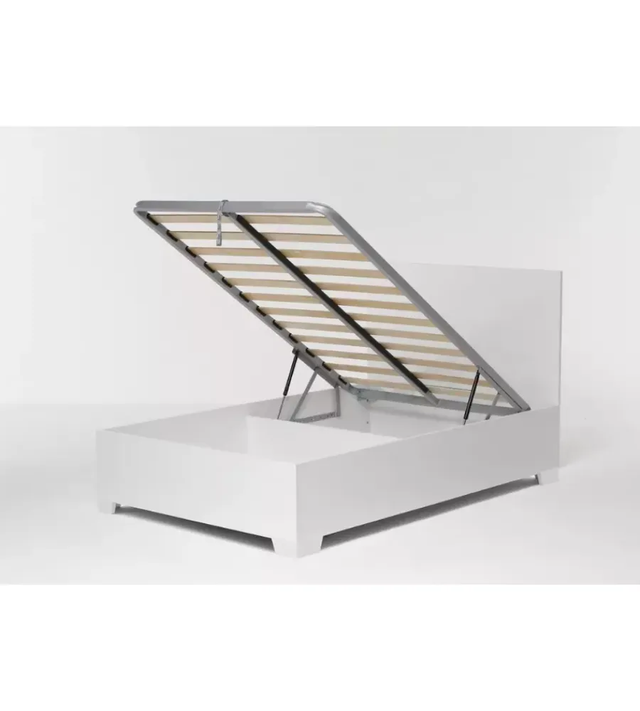 New Letto piazza e mezza contenitore con piedini "hi box" bianco 120x190 cm Letti E Comodini
