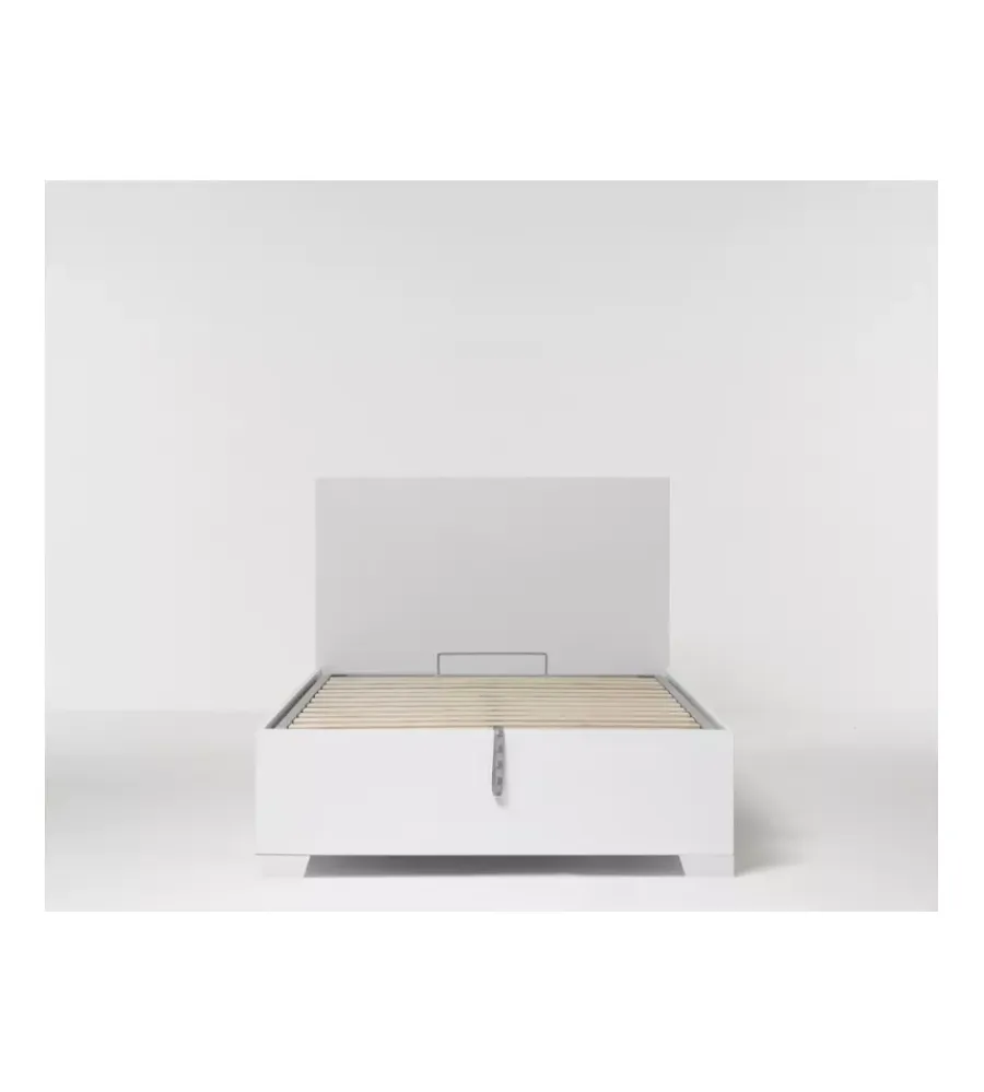 New Letto piazza e mezza contenitore con piedini "hi box" bianco 120x190 cm Letti E Comodini