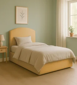 Letti E Comodini|Letto piazza e mezza contenitore "moon" in tessuto arancione 120x190 cm