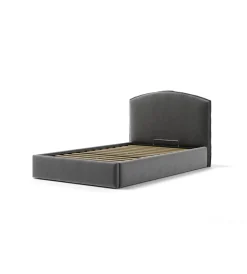 Letti E Comodini- Letto piazza e mezza contenitore "moon" in tessuto grigio 120x190 cm